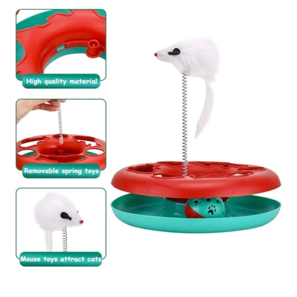 🐈🐈‍⬛🐱🐱Interactive Gray or Red Cat Toy with White Mice